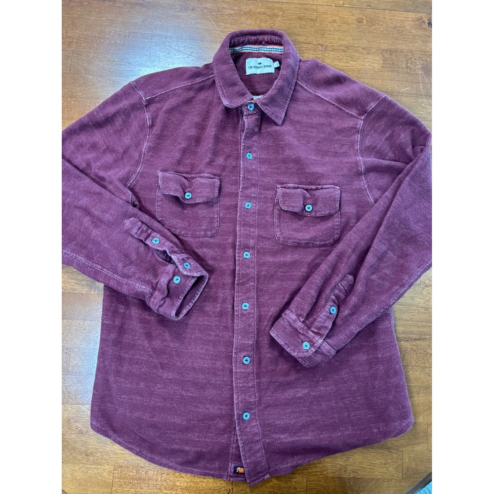 The Normal Brand Shirt Mens Large Burgundy Puremeso Knit Button Down Long Sleeve